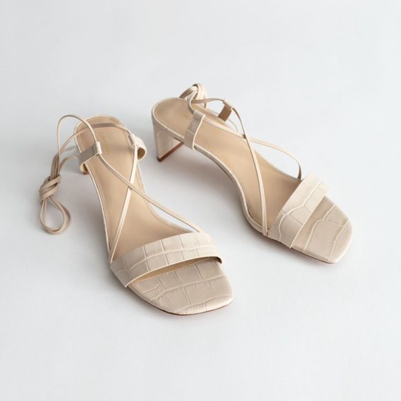 & Other Stories Croc Lace Up Heeled Sandals - Picture 4 of 9